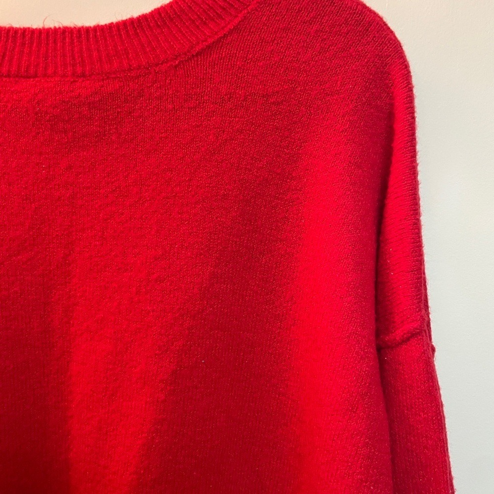 Vince Camuto Red Oversized Drop Shoulder Crew Neck Knit Sweater Womens Large - Picture 9 of 10